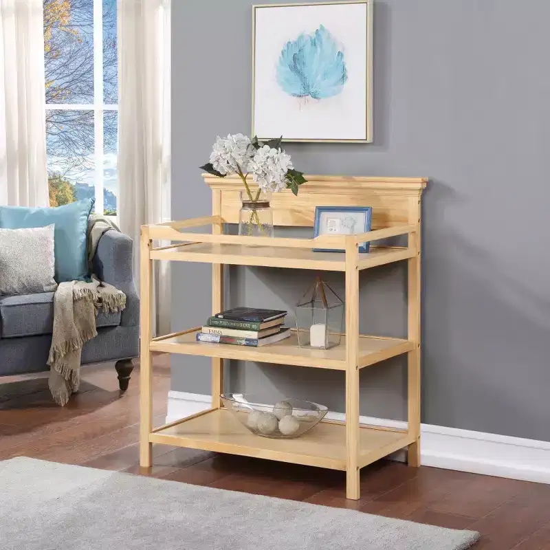 Universal Changing Table with Non-Toxic Finish and Open Shelves, Transitional Design