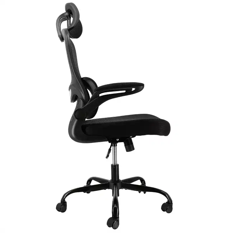 Elama High Back Adjustable Mesh and Fabric Office Chair with Metal Base and Adjustable Head Rest