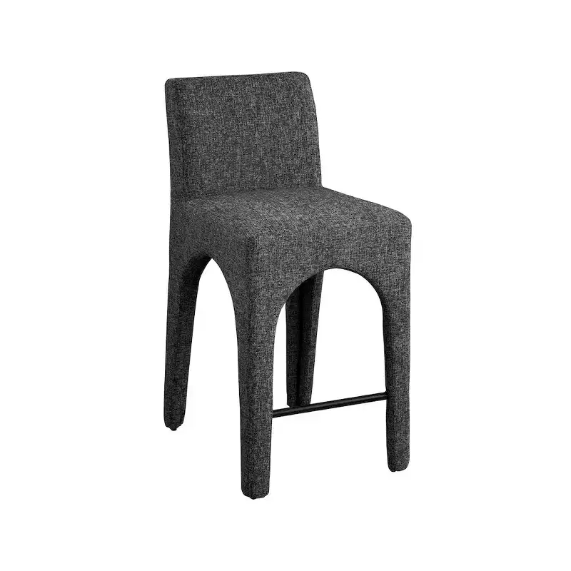 Meridian Furniture,Gramercy Black Linen Textured Fabric Stool