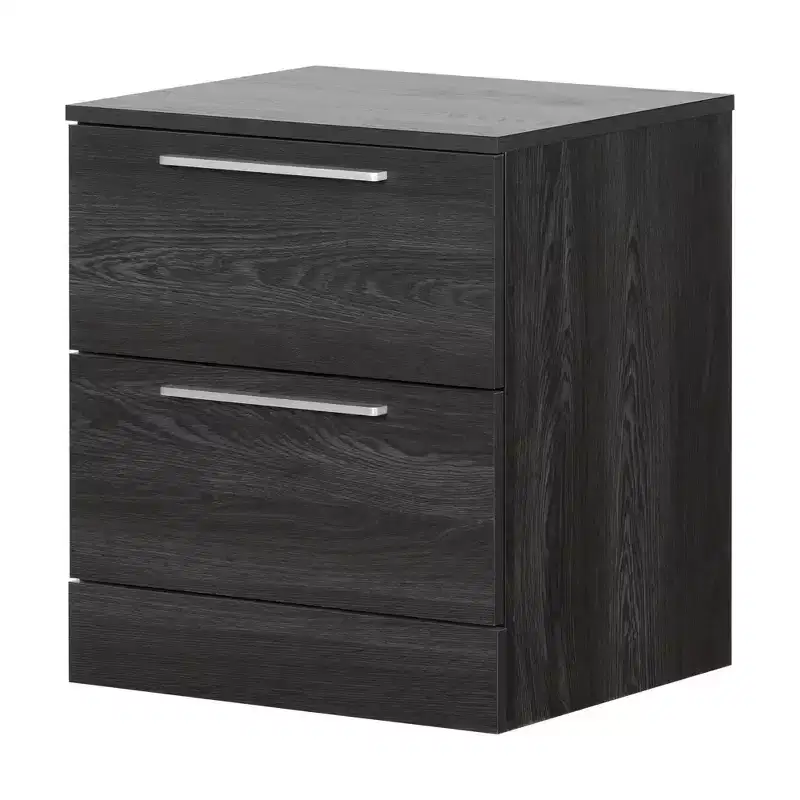 2-Drawer Nightstand with Metal Glides