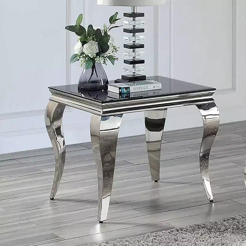 Glam Glass Top End Table