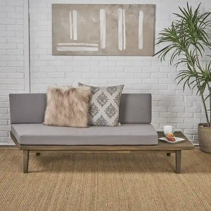 Minimalist Acacia Wood Right-Sided Outdoor Sofa