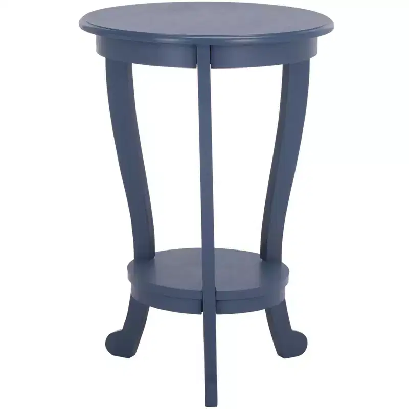 Round Pedestal Side Table Vintage Grey Pine
