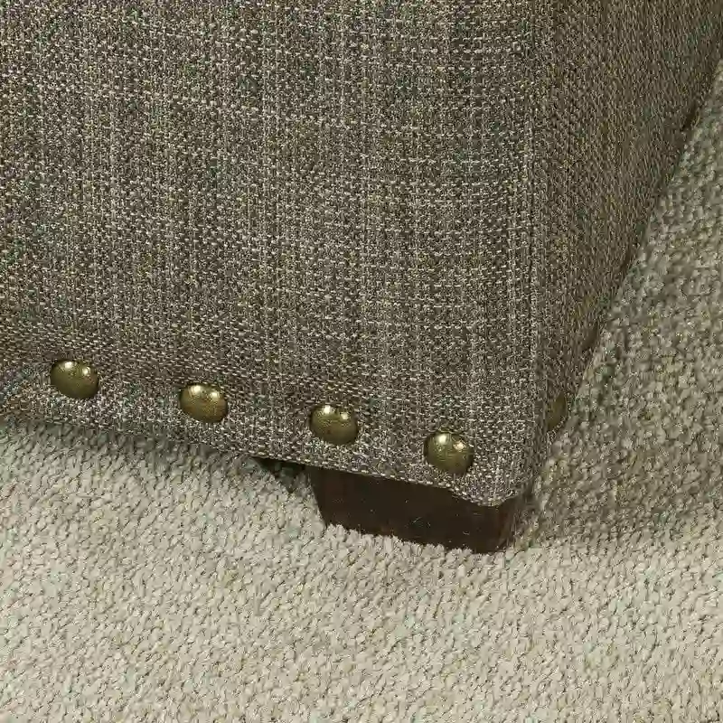 Adeco Fabric Square Ottoman with Tray