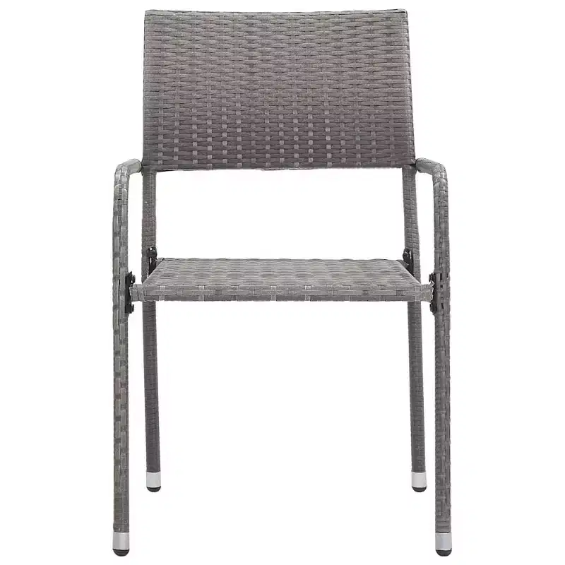 vidaXL Garden Dining Chair Set of 4 Grey PE rattan, steel Standard - Gray 4