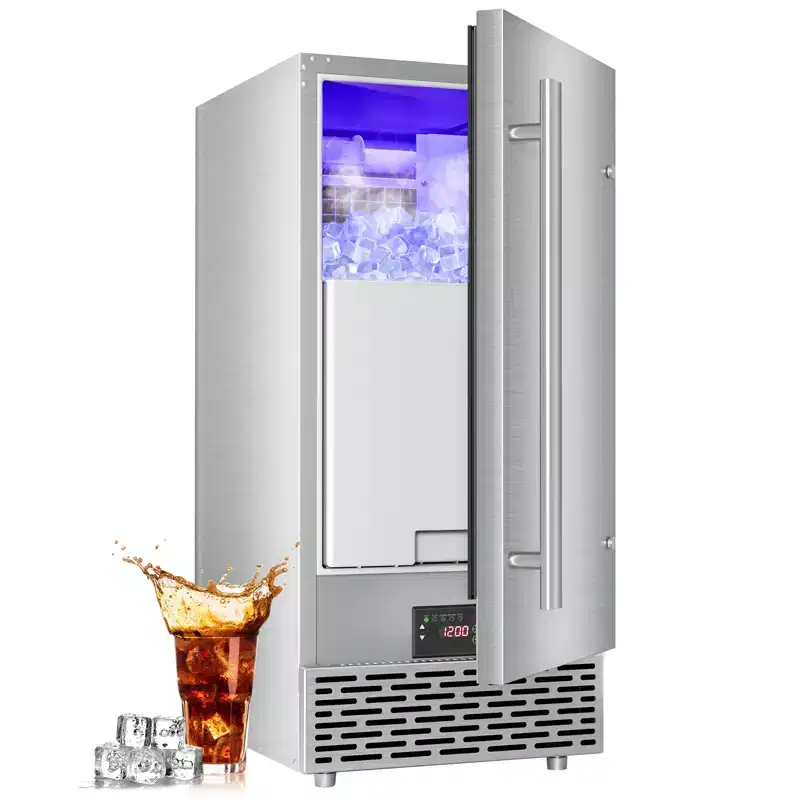 Denjol Commercial Ice Maker (15-Inch, 120 lb/24H Full Cubes) - Freestanding/Built-in Design