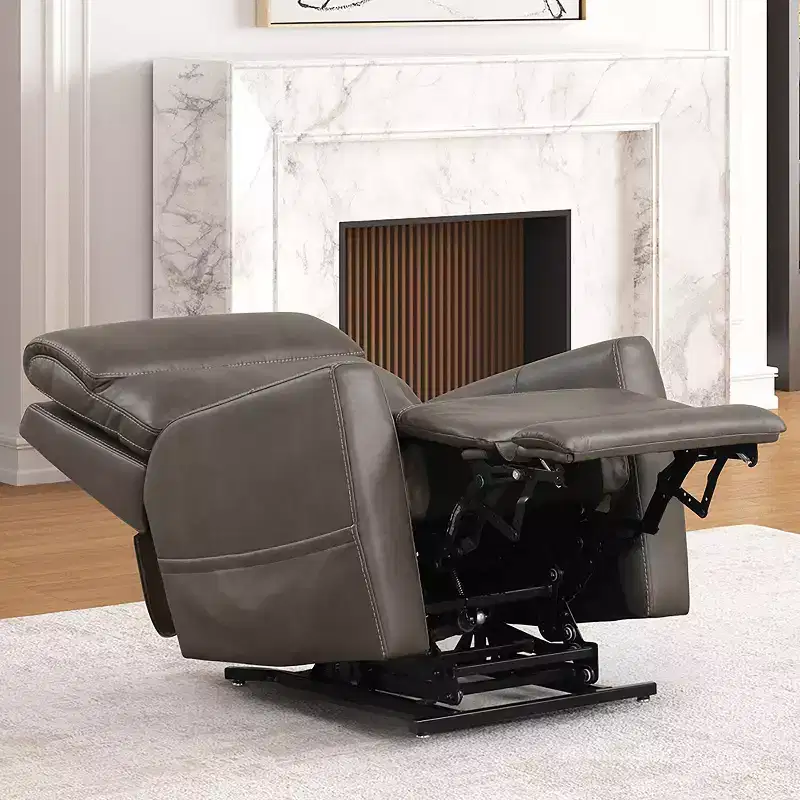 Leatherette Powered Recliner Lift Chair with Zone Heating and Adjustable Headrest, Gray