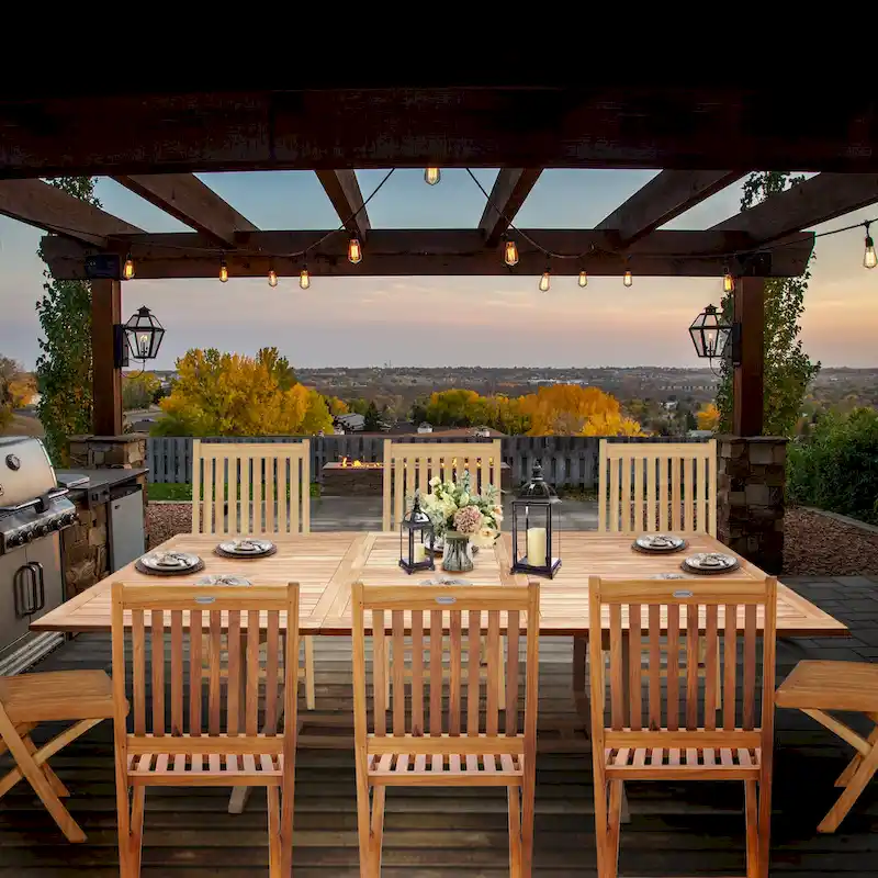Seven Seas Teak San Juan Teak Wood Rectangular Outdoor Patio Extension Table, 71 to 94 inch (Table Only)