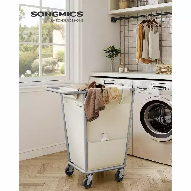Rolling Laundry Basket with Wheels and Removable Bag - Steel Frame, 34.3 Gallon (130L), 44 lb Capacity