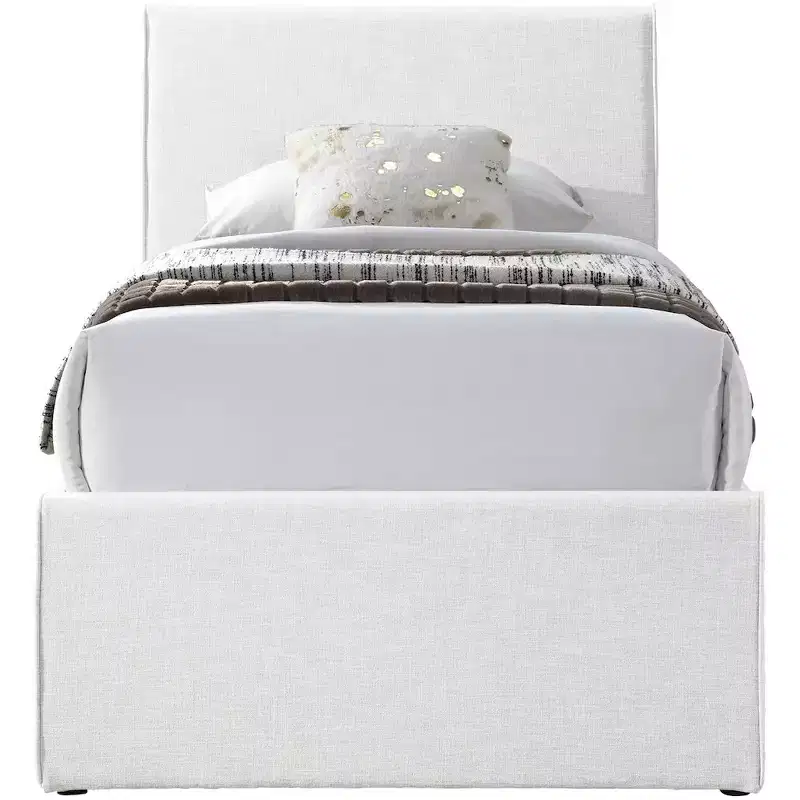 Linen Textured Fabric Twin Trundle Bed