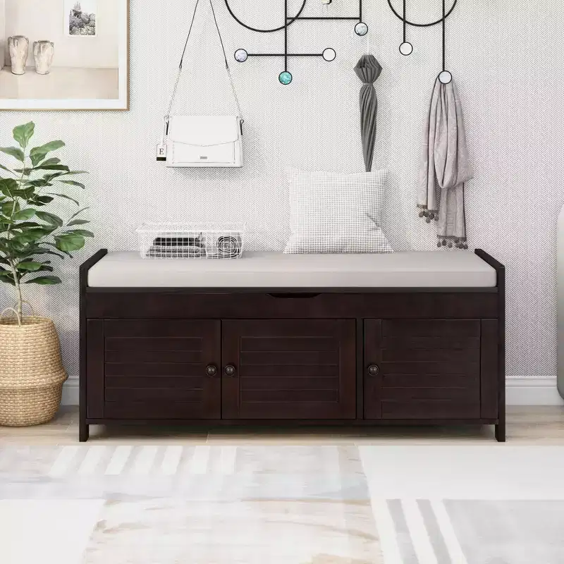 AndMakers 43.5 in. Bedroom Bench with 3 Doors