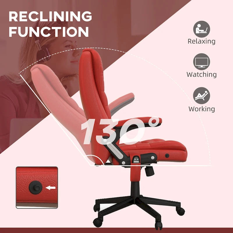 High Back Vibration Massage Office Chair with 6 Vibration Points, Beige