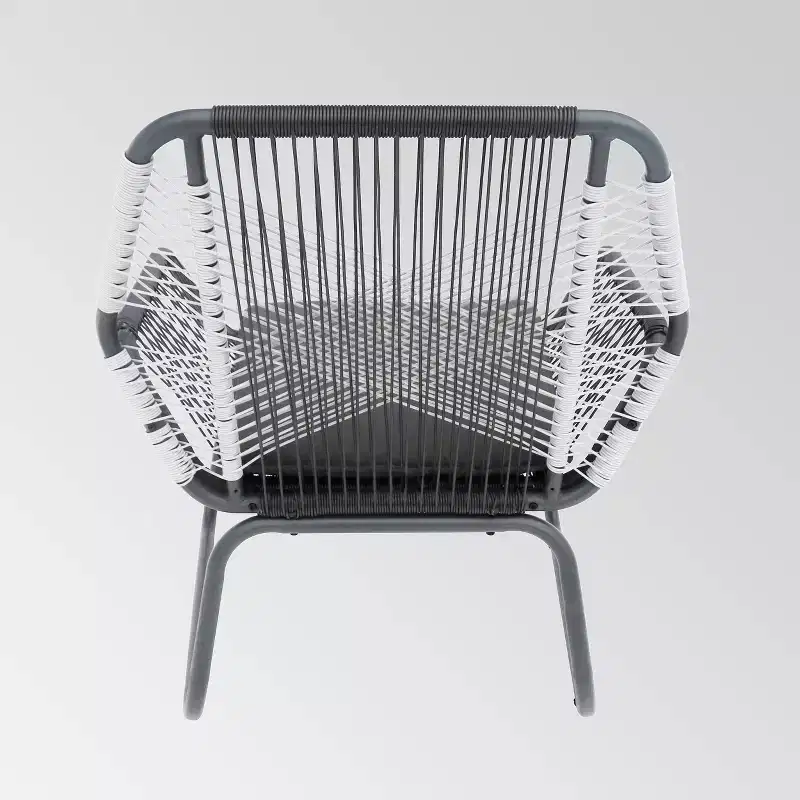 Milan 2pk Steel Club Chairs - Gray/White - Christopher Knight Home: Wicker Patio Accent Seating, Water-Resistant