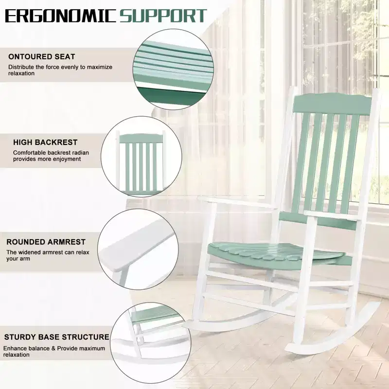 Karl Home | Classic Solid Wood Patio Rocking Chair (Set of 2)