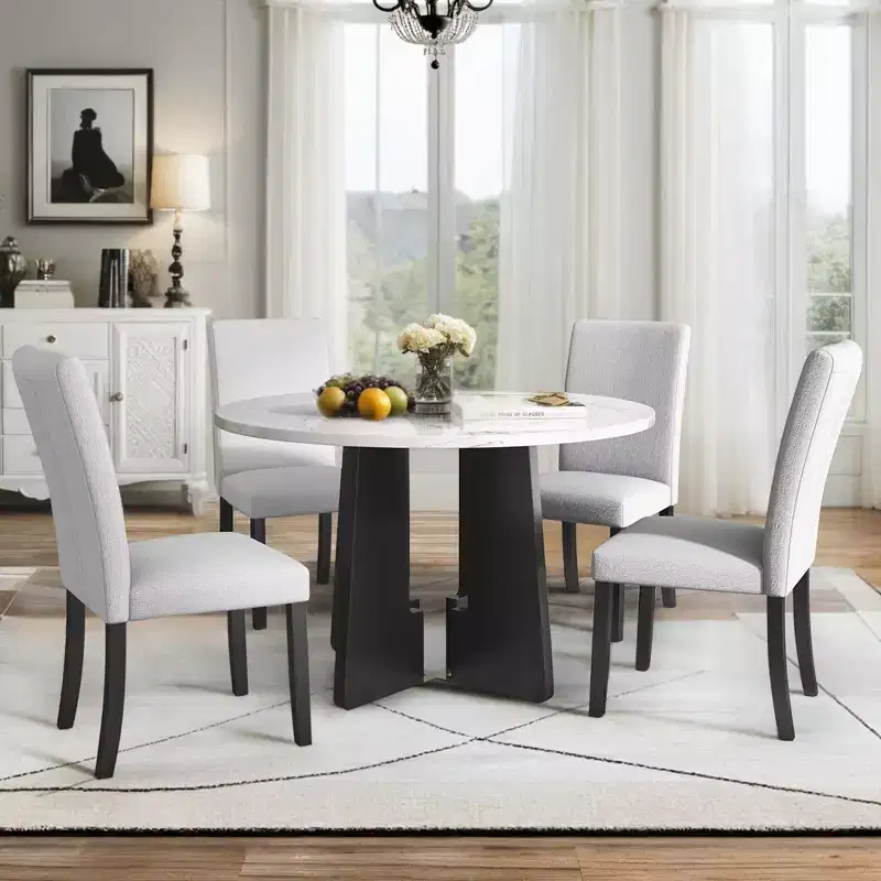 5-Piece Dining Table and Chairs Set with 43-Inch Table, for Dining Room, Kitchen, and Living Room