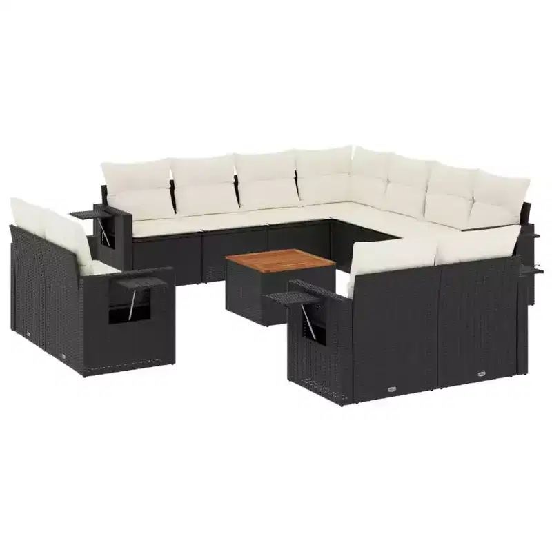 vidaXL Garden Sofa Set Black and Cream