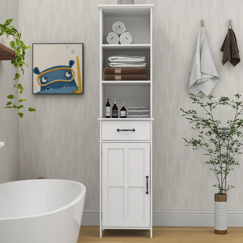 Double Door Narrow Height Slim Floor Standing Cabinet