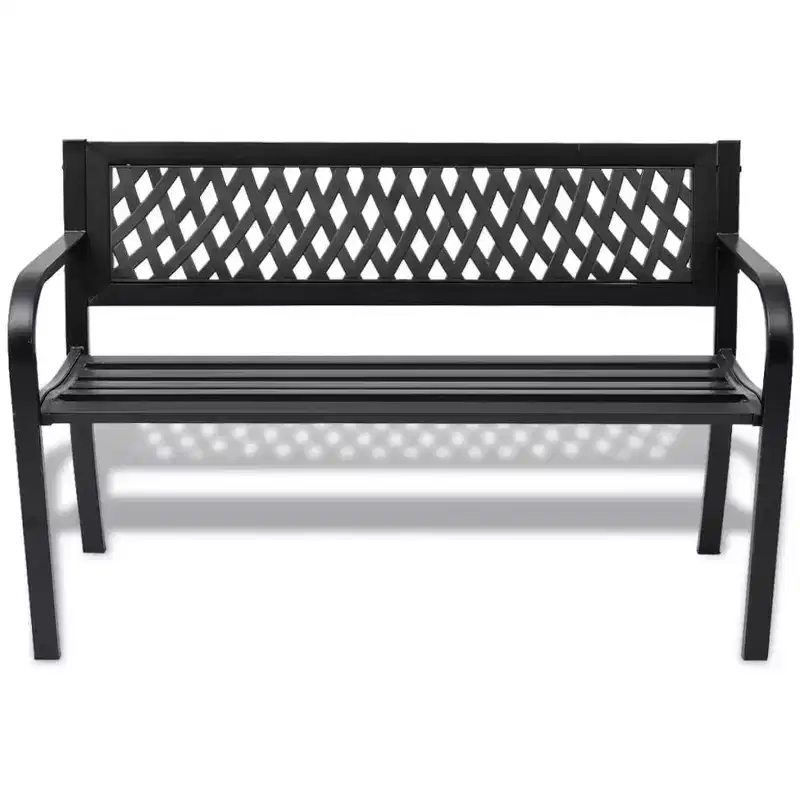 vidaXL Garden Bench Black Steel frame 2-seater Durable Garden Bench