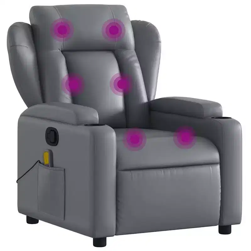 Gray Faux Leather Massage Recliner Chair – Single