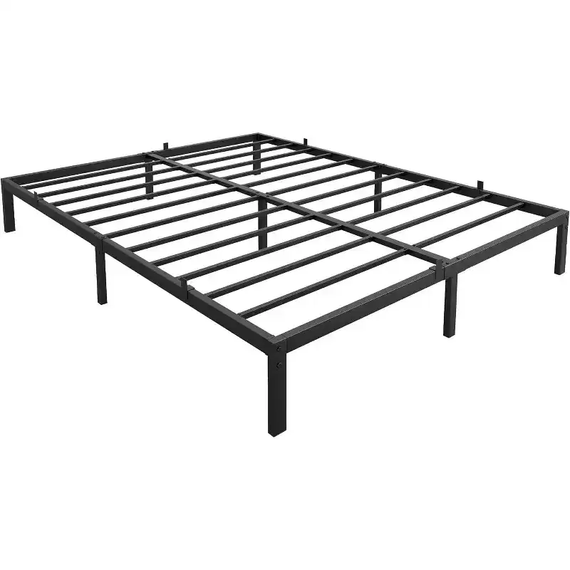 Acekool Heavy Duty Metal Platform Bed Frame, Steel Slats, No Box Spring Needed, Noise-Free, Low Profile, Easy Assembly, Holds 800 lbs, Black