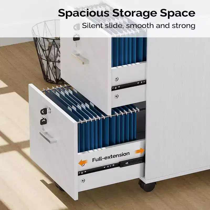 Karl Home 2-Drawer White MDF 15.75in. W Vertical File Cabinet