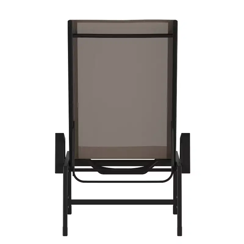 Emma and Oliver Textilene Adjustable 5 Position Patio Chaise Lounge with Armrests and Metal Frame
