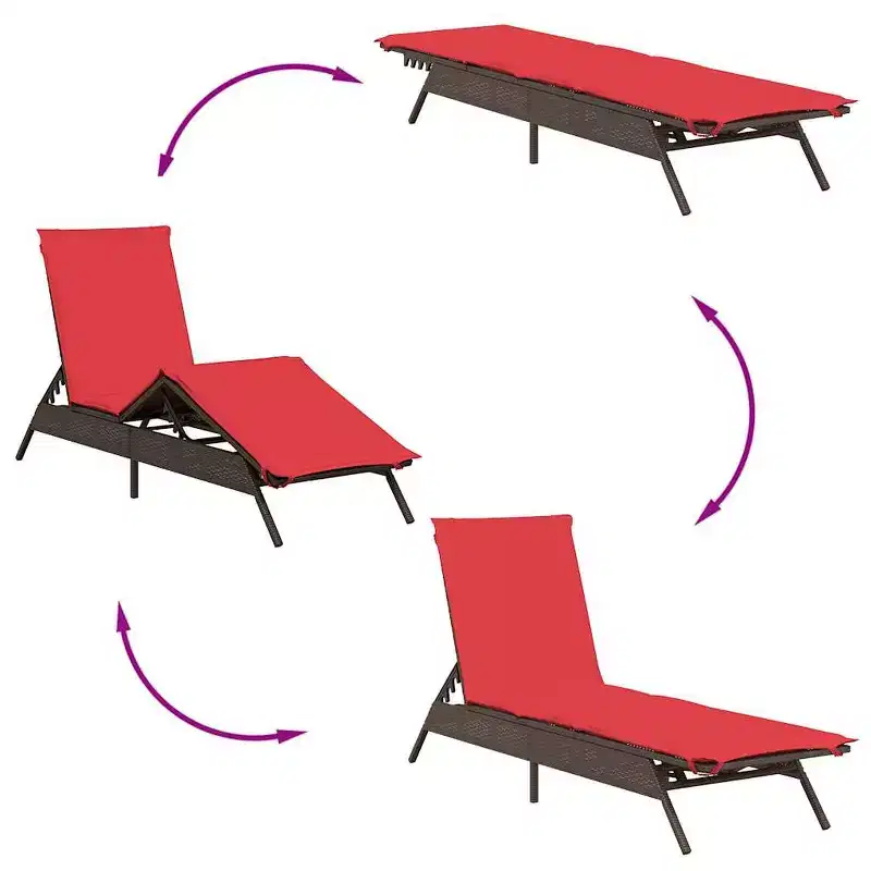 vidaXL Patio Sun Lounger PE rattan Extra Long Adjustable Footrests
