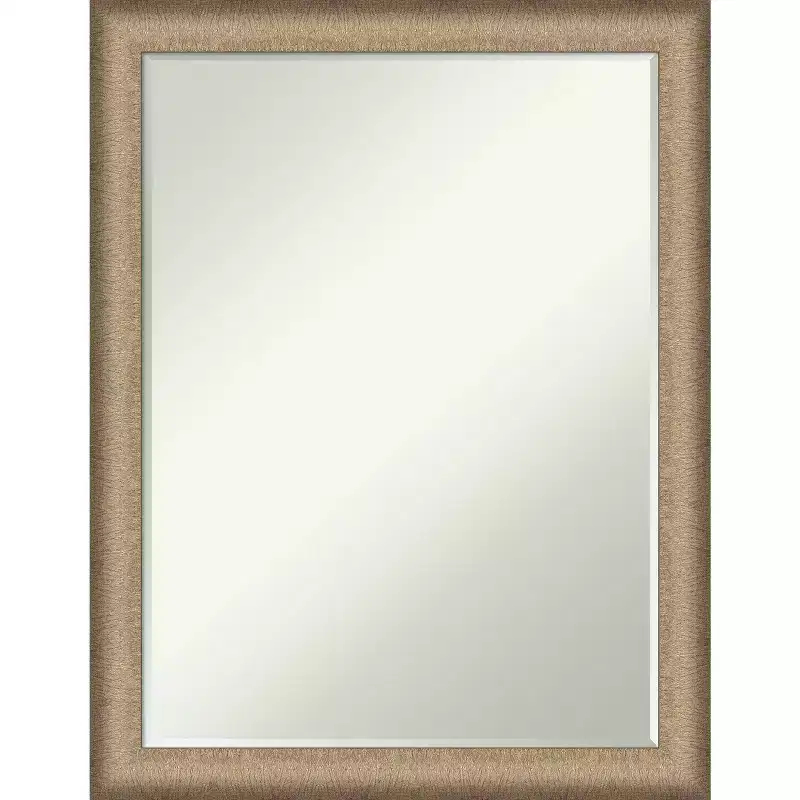 Elegant Brushed Narrow Petite Bevel Bathroom Wall Mirror