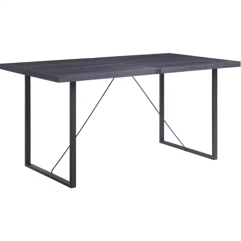 HomeRoots 64 Dark Gray and Black Wood and Iron Sled Base Dining Table