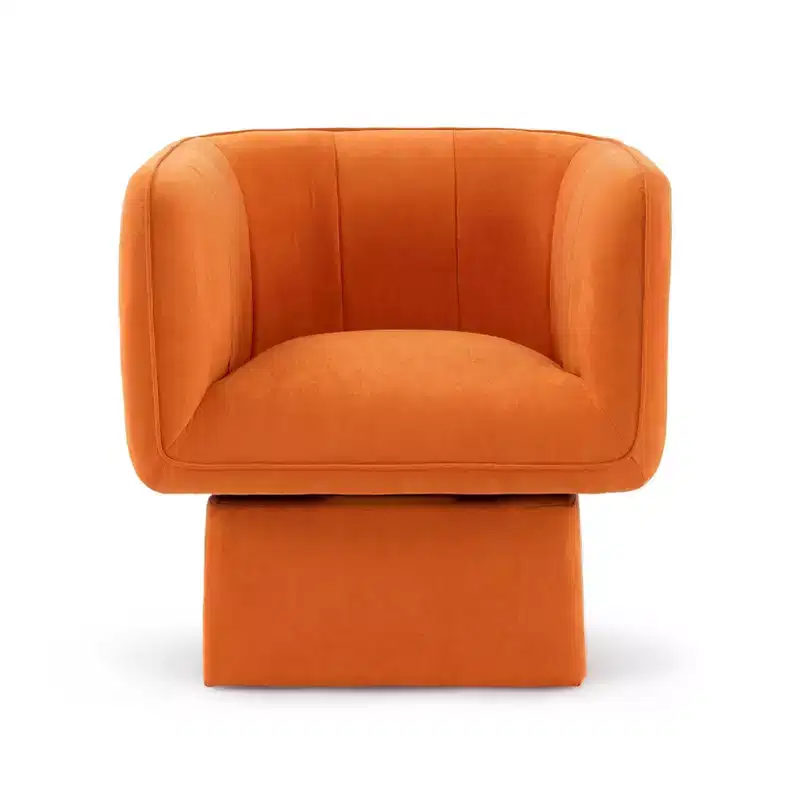 GustoWave Modern 360 Swivel Accent Chair, Swivel Round Barrel Chair with Wide Cushion, Fluffy Velvet Fabric Sofa Chairs