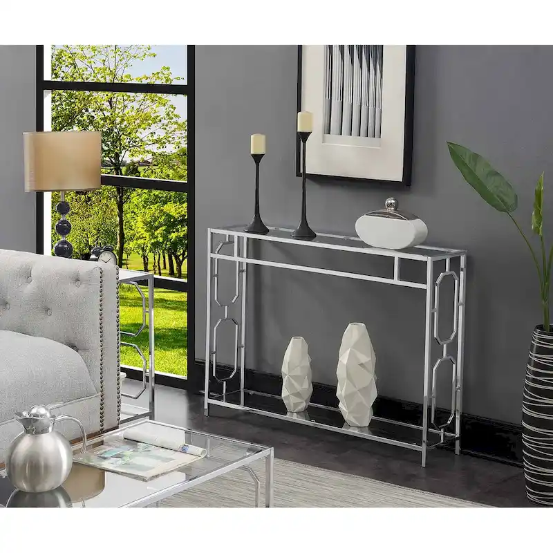 Chrome Console Table with Shelf