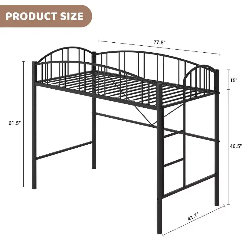 Twin Loft Bed - Space-Saving with Safety Rail