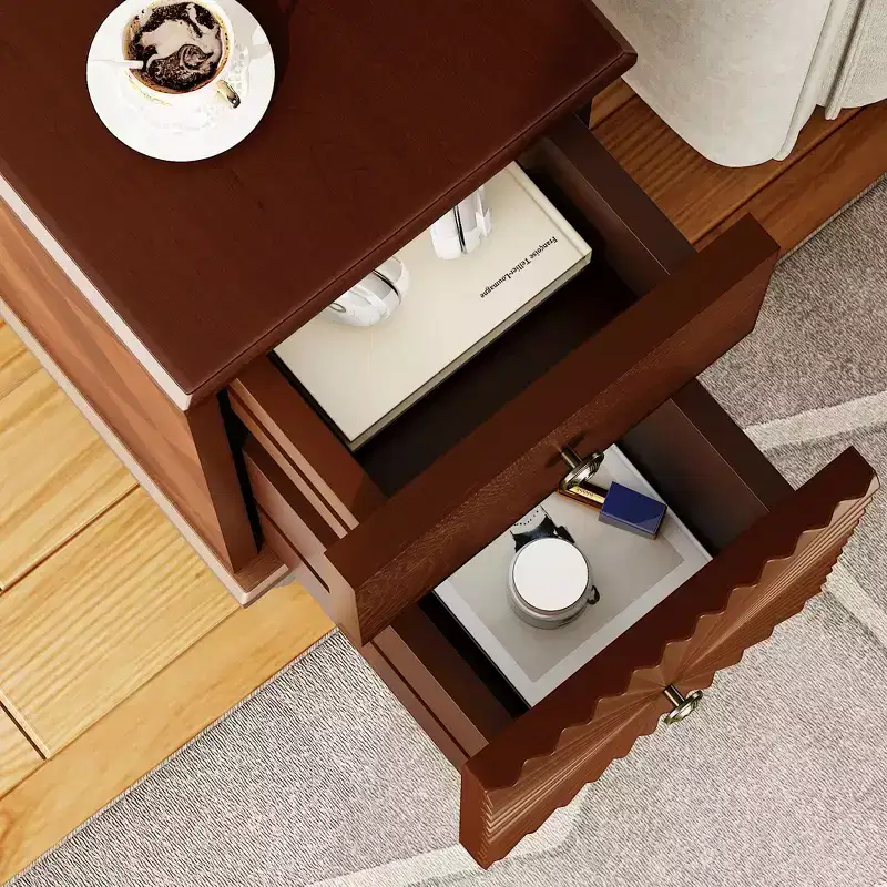 24inch tall modern sofa side table featuring two spacious drawers and a generously sized tabletop, ideal for narrow living room side tables