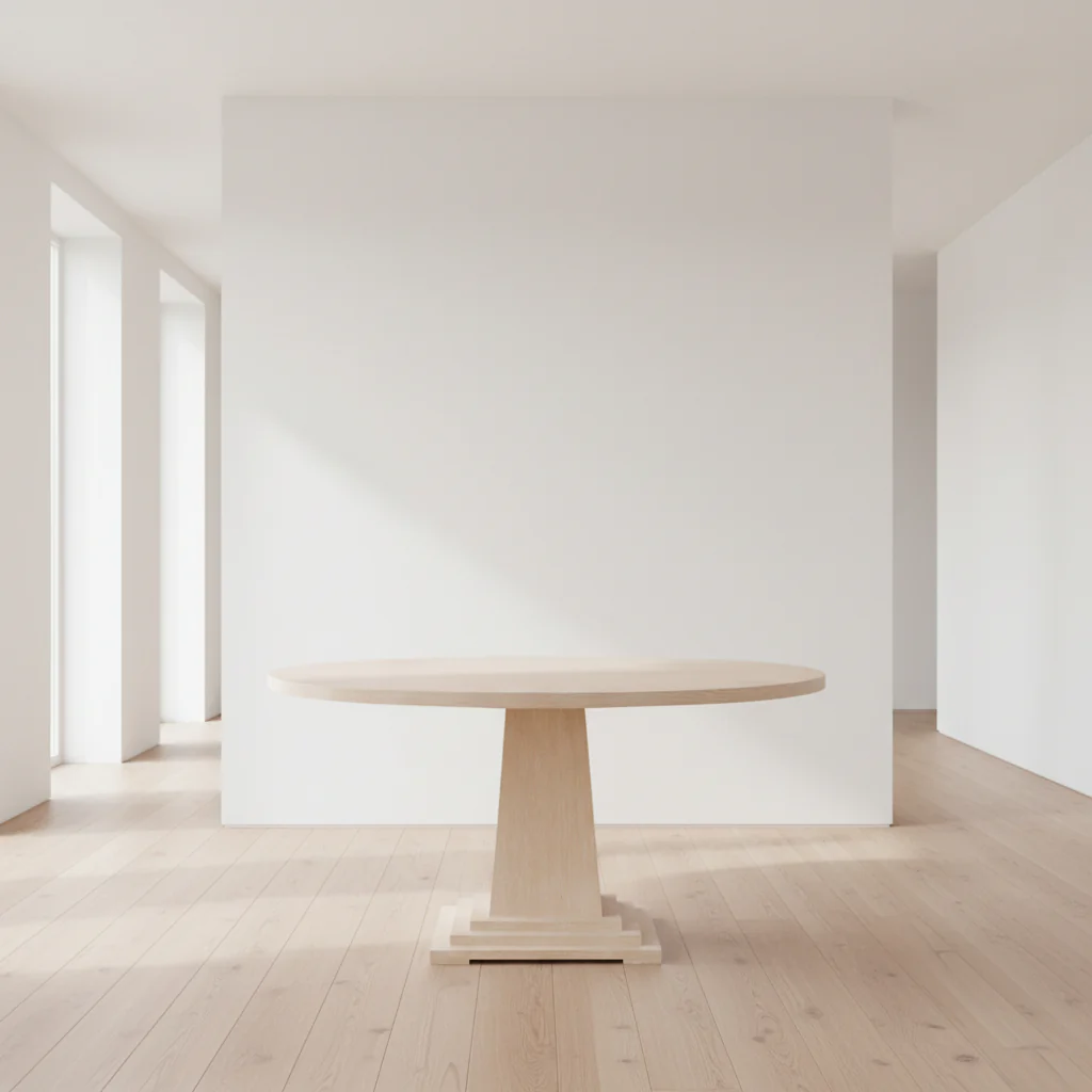 Contemporary Oak Dining Table with Sand Finish & Architectural Frame for Dining Room