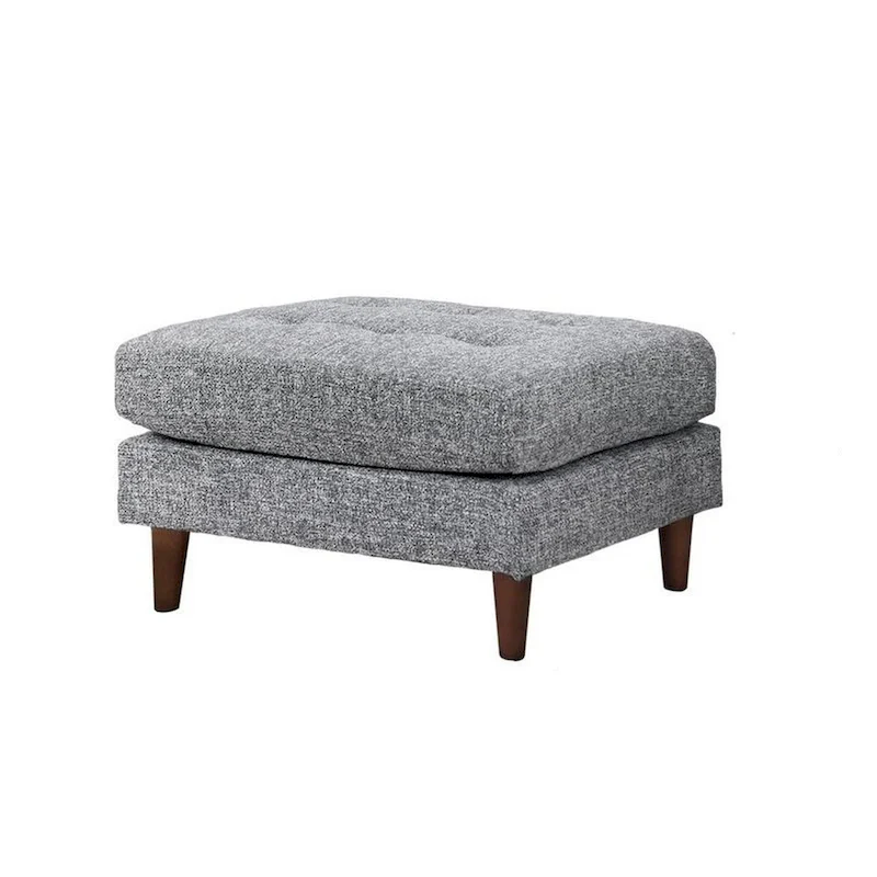 Ryle 104 Inch Sectional Sofa with Chaise and Ottoman, 2 Pillows, Gray Woven
