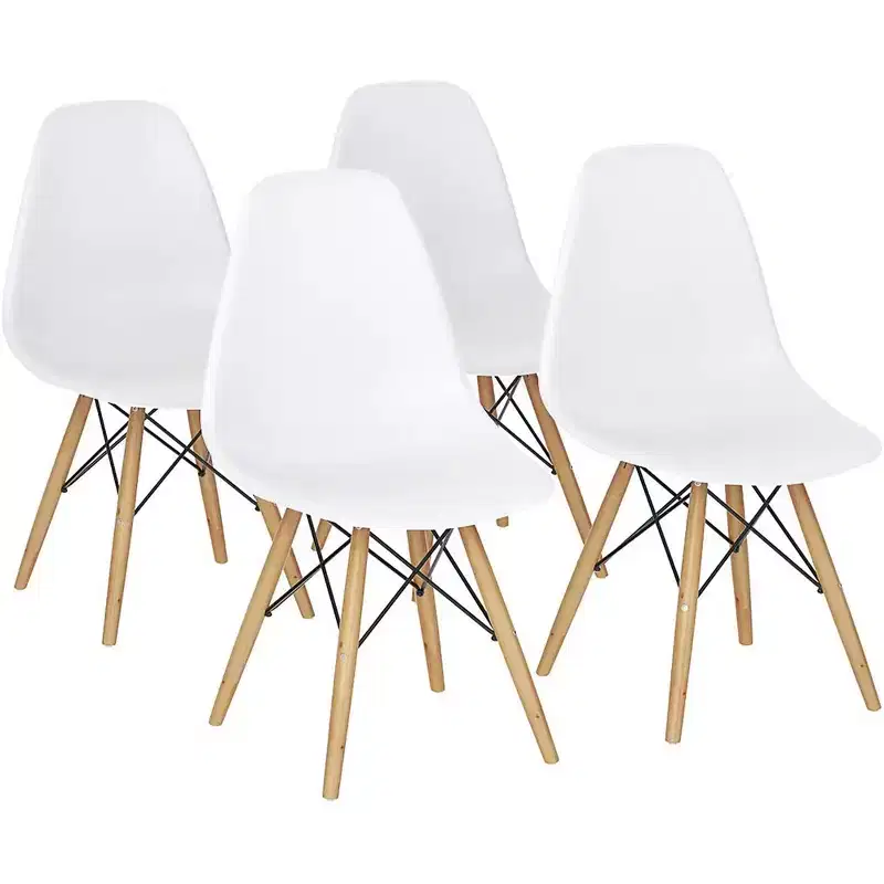 COSTWAY Set of 4 Mid Century Modern Style Dining Side Chair Wood Leg