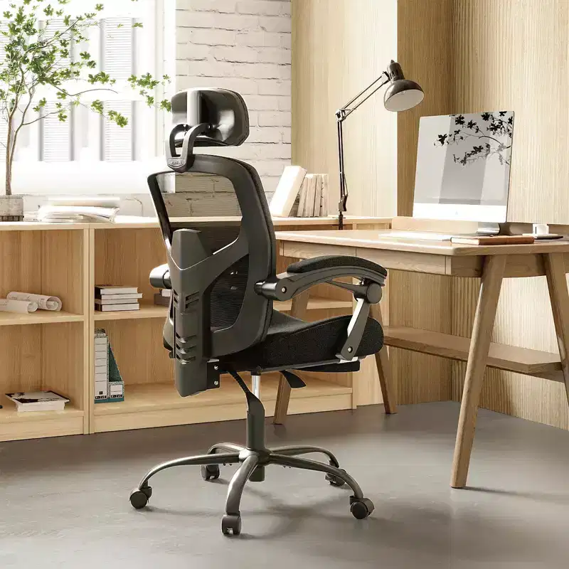 TUYOHW Mesh Swivel Criss Cross Chair on Wheels,Office Chair with Retractable Footrest,Gaming Chair with Lumbar Support Pillow for Office