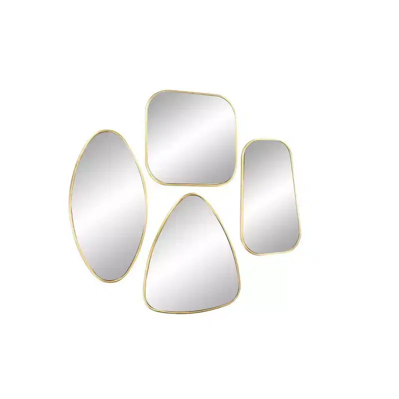 Wood Wall Mirror with Varying Shapes Set of 4 Gold - CosmoLiving by Cosmopolitan: Modern Iron Frame, Wall Mount, No Assembly Required