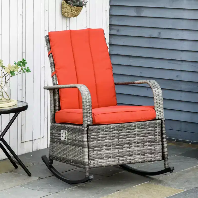 PE Rattan Rocking Recliner with Footrest