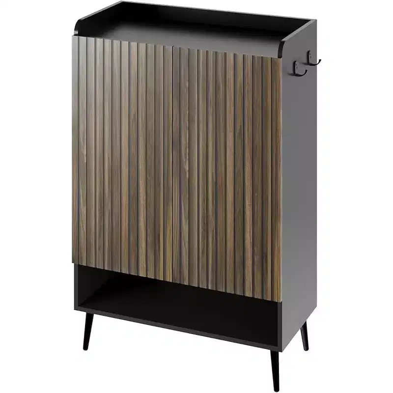 Large Shoe Cabinet with 2 Doors, 6-Layer Storage, Particle Board and MDF Slotted Doors, Ideal for Hallway, Durable and Spacious
