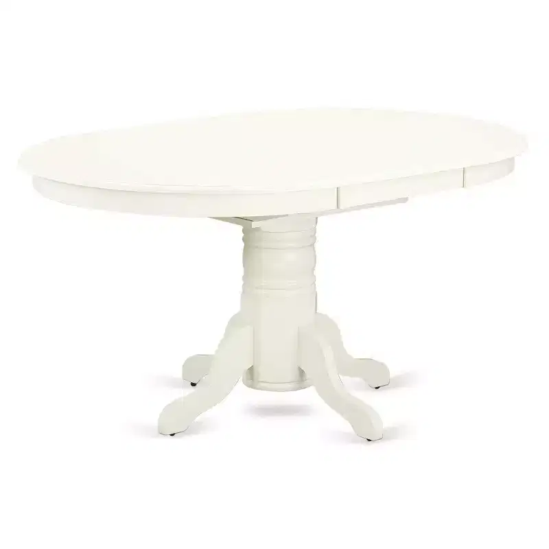 Modern 5 Piece Dinette Set - Oval Dining Table & 4 Linen White Chairs