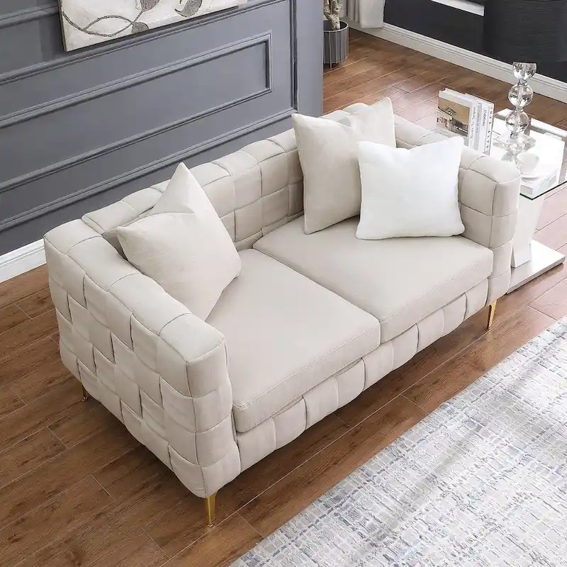 2052 LIGHT BEIGE 2S weave sofa ,contemporary new concept sofa.handcrafted weave sofa