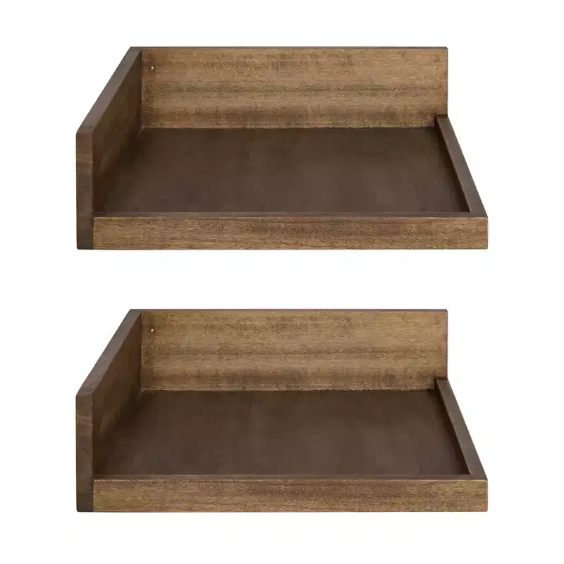 4.5 x 2.2 2pk Levie Floating Corner Wooden Wall Shelf Set - Kate & Laurel All Things Decor