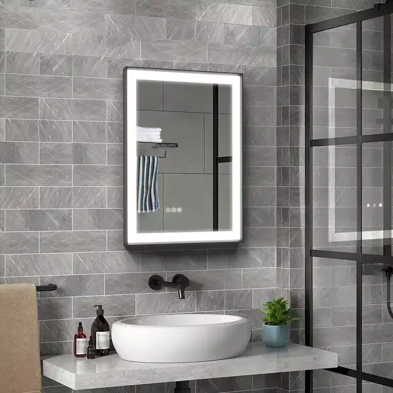 Maxax Modern Space Aluminum Framed Led Lighted Dimmable Anti-Fog Tempered Glass Bathroom / Vanity Mirror