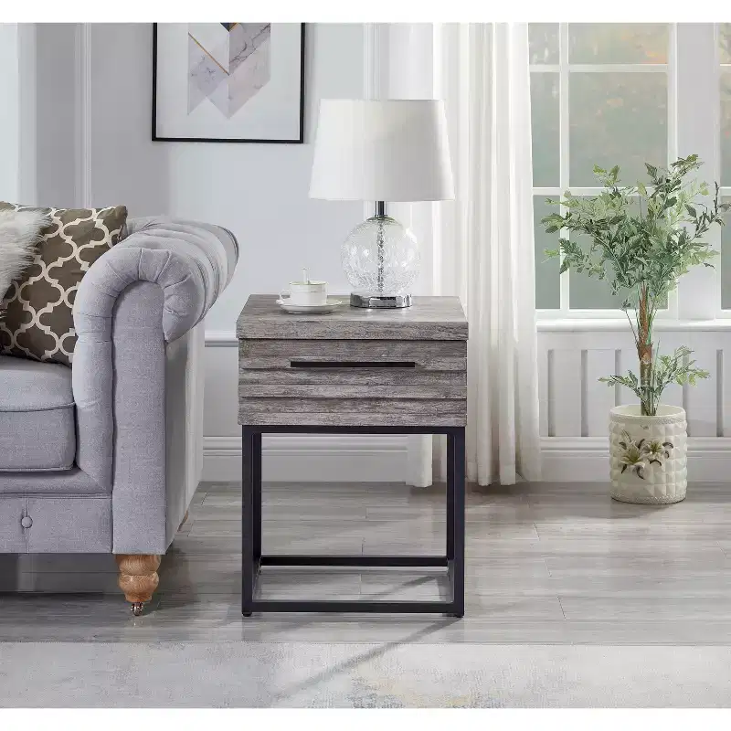 Roundhill Furniture Celestial Contemporary Storage End Table