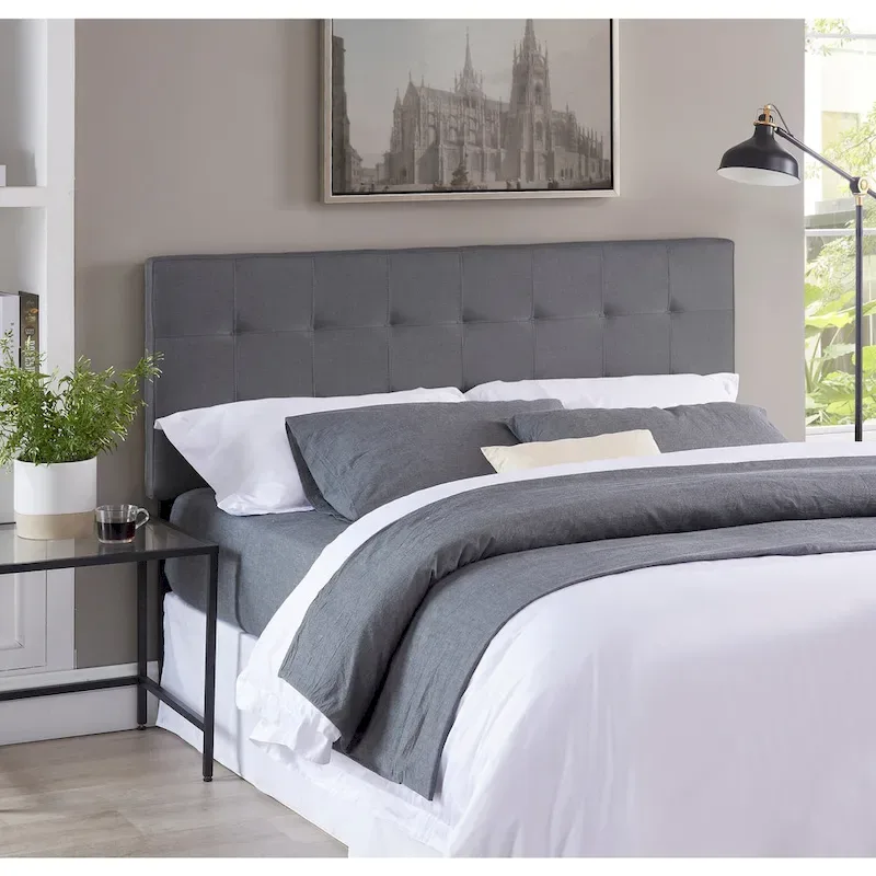 Tufted upholstered headboard, height-adjustable queen-size headboard, premium upholstered fabric headboard.