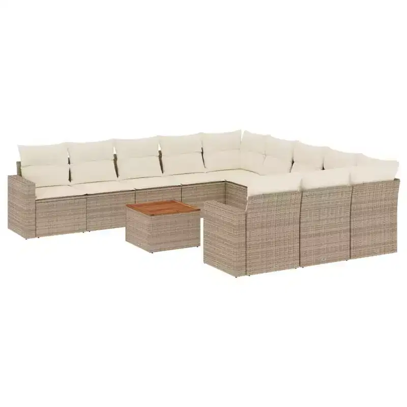 vidaXL Patio Sofa Set with Cushions Outdoor Furniture 12 Piece Poly Rattan