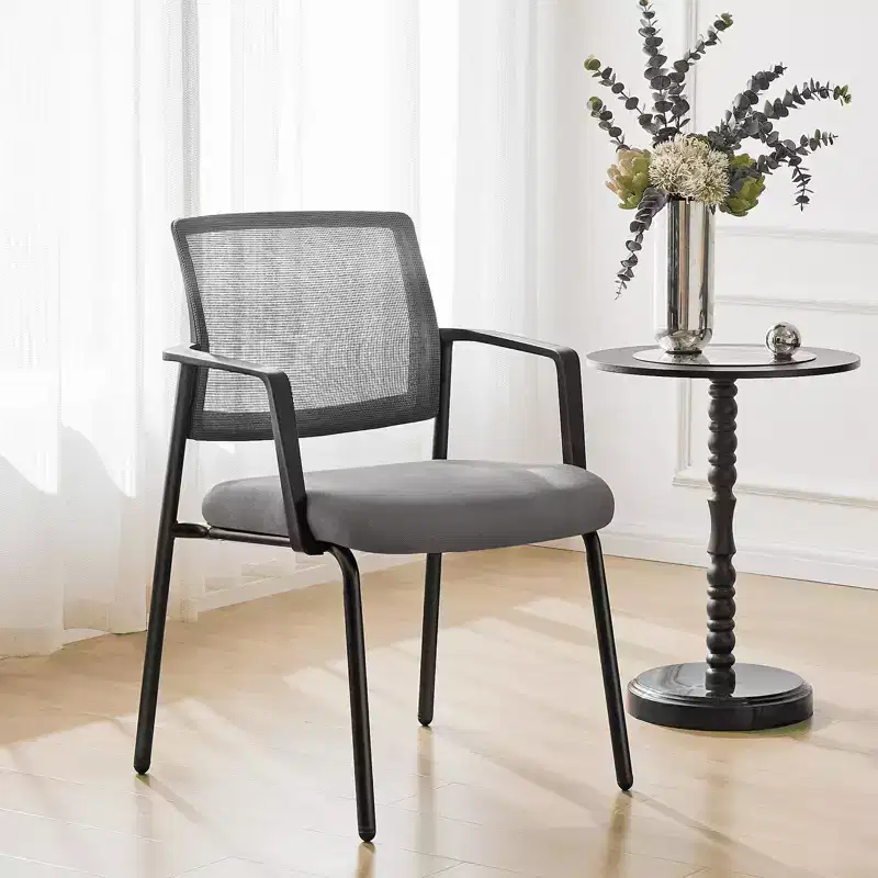 MAYEERTY Chair Gray Leather Folding for Home Office Party Portable Comfortable