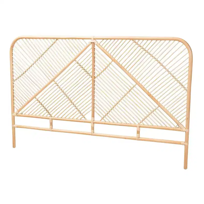 Queen Walid Rattan Standalone Headboard Natural Brown - Baxton Studio: No Assembly, Spot Clean, Freestanding Design