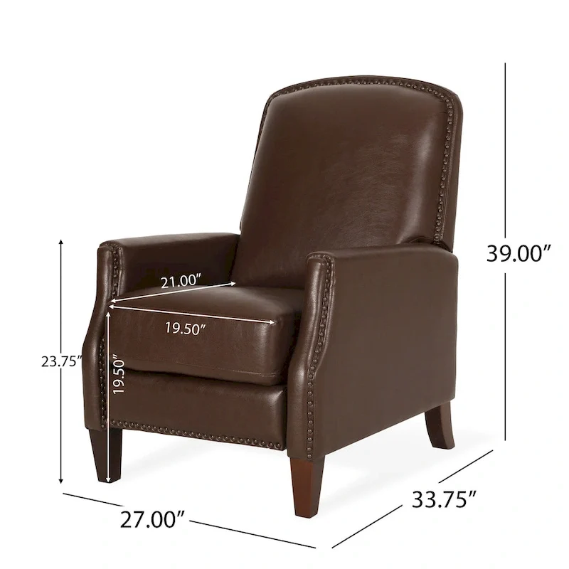 Cavanaugh Upholstered Pushback Recliner with Nailhead Trim by Christopher Knight Home